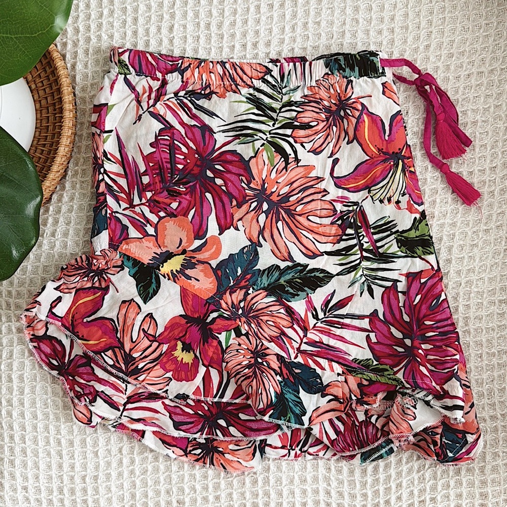 Gilligan & O'Malley Tropical Floral Pink Orange Pajama Shorts